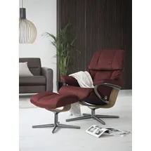 Stressless Relaxsessel STRESSLESS "Reno", rot (cherry paloma), B:79cm H:99cm T:75cm, Leder PALOMA: PALOMA ist ein durchgefärbtes Semianilin-Möbelleder mit natürlicher Narbung., Sessel, Relaxsessel, mit Cross Base, Größe S, M & L, Holzakzent Eiche