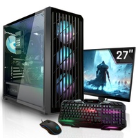 SYSTEMTREFF Gaming Komplett PC Set AMD Ryzen 5 7500F 6x5GHz | Nvidia GeForce RTX 4060 8GB DX12 | 1TB M.2 NVMe | 32GB DDR5 RAM | WLAN Desktop Paket Computer für Gamer, Gaming