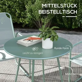 Outsunny 3tlg. Bistro-Set, Balkonmöbel-Set inkl. 1 Tisch, 2 Stühlen, für Garten, Terrasse, Mesh, Grün