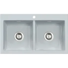 Systemceram Mera Twin links Einbauspüle grau Handbetätigung 1000 x 500 mm