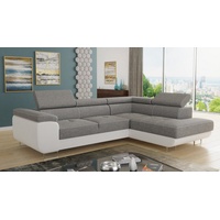 Sofnet Ecksofa Caris mit Schlaffunktion und einstellbare Kopfstützen, Wohnlandschaft mit Bettkasten, Couch, Sofa, (Weiß + Grau ... - Weiß/Grau