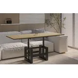 Endo-Moebel Couchtisch Couchtisch Lili - ausziehbar 110-170cm und höhenverstellbar Doppellift, Metall, Couch- & Esstisch, Funktionstisch, modern Design, umwandelbar braun