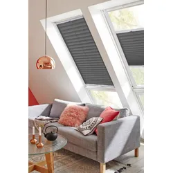 Dachfensterplissee SUNLINES "Classic Style Crepe", grau (anthrazit, weiß), B:117cm H:74cm, Obermaterial: 100% Polyester, Plissees, mit Führungsschienen