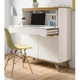 inn.furn Sekretär in Weiß und Eiche 100 cm Hygge