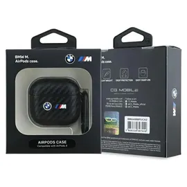 BMW Carbon Double Metal Logo Case AirPods 4 - Schwarz