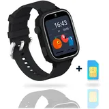 AngelTech Kinder SmartWatch Ultra – Slim Size – 4G - GPS Uhr für Kinder - 1GB RAM – 8GB ROM - Smartwatch für Kinder - Inklusive SIM-Karte -... - Schwarz