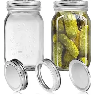 Einmachgläser 1L Vorratsgläser Deckel 2 Pack 1000ml with entra lids