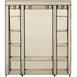 vidaXL Stoffschrank mit Fächern Kleiderstangen Creme 150x45x176cm