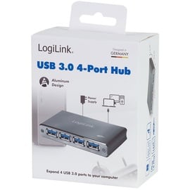 Logilink Aluminium USB-Hub, 4x USB-A 3.0, USB 3.0 Micro-B [Buchse] (UA0282)