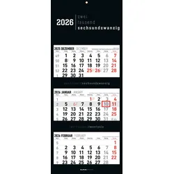 3-Monatskalender Black - Kalender 2026