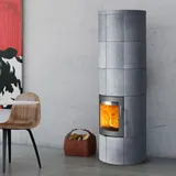 Lotus M3 Kaminofen Grau/ Speckstein, Rauchabgang hinten - Grau