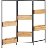 Mendler Raumteiler mit Pflanzkasten HWC-L32, Blumenkasten Raumtrenner, Holz-Stahl 116x118cm ~ Gestell schwarz, naturfarben
