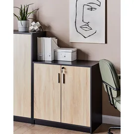 Beliani Zehna Aktenschrank 80 x 80 x 40 Braun / Schwarz