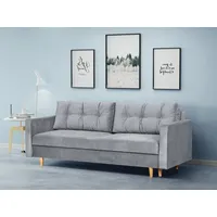 Beautysofa Schlafsofa Sigurd, mit Schlaffunktion und Bettkasten, Polstersofa aus Velours, Sofa im skandinavischen Stil grau