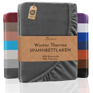 NatureMark Spannbettlaken Baumwolle-Polyester 180 x 200 - 200 x 200 cm grau