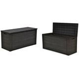 2x Gartenkissenbox Holzoptik Gartentruhe Auflagenbox Kissenbox Aufbewahrungsbox