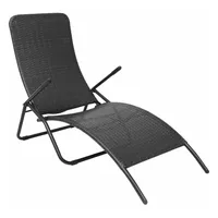 Furnicato Sonnenliege Klappbar Poly Rattan Schwarz,