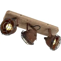 QAZQA Gina 3-flg. Deckenspot rostbraun mit Holz