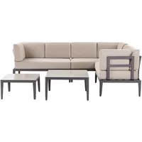 Beliani Lounge Set 6-tlg. Grau/Beige