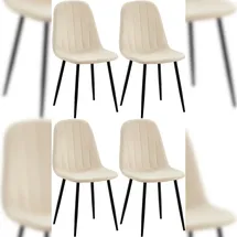 CLP 4er Set Esszimmerstuhl Baxter Samt I Gesteppter Küchenstuhl I Polsterstuhl Mit Metall-Gestell