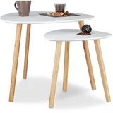 Relaxdays Beistelltische-Set dreieckig abgerundet Holz weiß, 2 St.