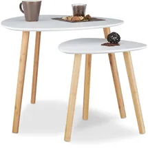 Relaxdays Beistelltische-Set dreieckig abgerundet Holz weiß, 2 St.