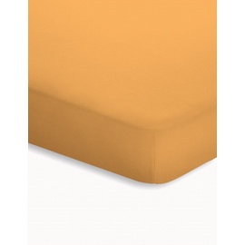 SCHLAFGUT Spannbettlaken für Topper Jersey-Elasthan 90 x 190 - 100 x 220 cm curry