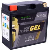 Intact Bike-Power GEL12-14B-4, CT14B-4, GT14B-4, 12V 12 Ah, 250 A (EN), Hochwertige GEL-Motorradbatterie mit 30% mehr Startleistung, Wartungsfreie GEL-Batterie
