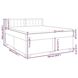 vidaXL Boxspringbett mit Matratze Blau 180x200 cm Samt
