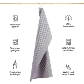 Blumtal Geschirrtuch, Grau, Textil, Kariert, Quadratisch, 50x70 cm, Oeko-Tex®, Kochen, Geschirrtücher - Schürzen, Geschirrtücher