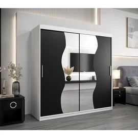 abiks möbel Schwebetürenschrank MADRYT 200 x 200 x 62 cm Schwarz/Weiß