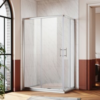 Duschkabine Eckeinstieg Doppel Schiebetür Echtglas Duschwand Dusche 120x90cm