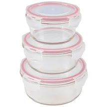 Buri Glas-Frischhaltedosen mit Deckel 3er-Set rund Vorratsdose Gefrierdose Lunchbox