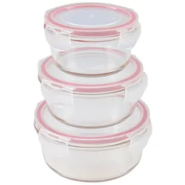 Buri Glas-Frischhaltedosen mit Deckel 3er-Set rund Vorratsdose Gefrierdose Lunchbox