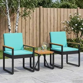 vidaXL Gartenmöbel Set 3-tlg. Schwarz/Türkis