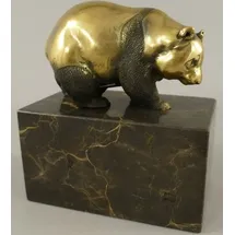 demotex gmbh Casa Padrino Bronze Skulptur Panda Bär Gold / Schwarz 13 x 7 x H. 15 cm - Bronzefigur - Dekofigur - Schreibtisch Deko Accessoires