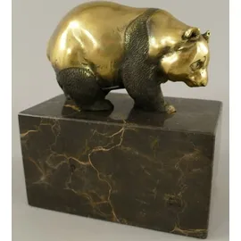demotex gmbh Casa Padrino Bronze Skulptur Panda Bär Gold / Schwarz 13 x 7 x H. 15 cm - Bronzefigur - Dekofigur - Schreibtisch Deko Accessoires