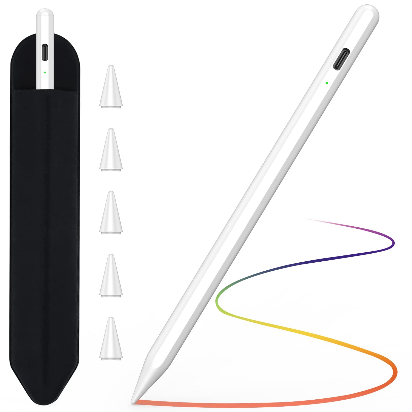 TQQ ipad Stift für Apple Pencil (2018-2023), 2.0 Stylus Pen für ipad mit Hochpräziser, Neigungserkennung & Palm-Ablehnung, für iPad 10/9/8/7/6 Generation/Pro 11"/12.9"/Air 3/4/5/Mini 5/6