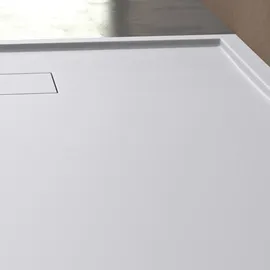 doporro Duschtasse Duschwanne 80x100x4 flach Mineralgusswanne Weiß auch für ebenerdige Dusche geeignet Geoma08