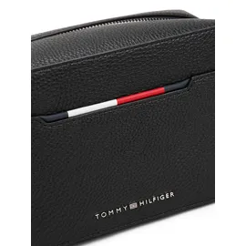 Tommy Hilfiger Kulturbeutel TOMMY HILFIGER "TH CENTRAL WASHBAG", Damen, Gr. B/H/T: 21cm x 12,5cm x 10,5cm, schwarz, Lederimitat, unifarben, Taschen Kulturbeutel, Reise, Geschäftsreise, Men-Minibag mit Handschlaufe