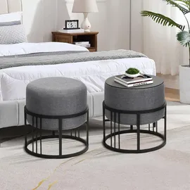 [en.casa] Hocker Tas 38 x 38 x 38 cm Dunkelgrau