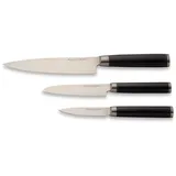 Echtwerk Damaszener Messer Set, 3-TLG, Kochmesser,Küchenmesser, Schälmesser, Damaststahl, Pakka-Holz