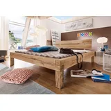Balkenbett Wildeiche 160x200 echte Baumkante Ehebett Unikat Bett massiv