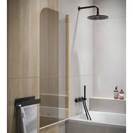 Badplaats Duschwand für Badewanne Torino 60 x 140 cm Gold - Drehbare Duschtrennwand mit 5 mm ESG Sicherheitsglas, Nano-Beschichtung - Gold