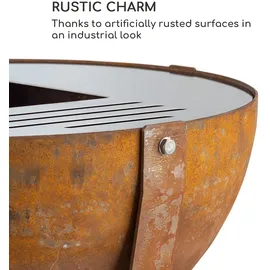 Blumfeldt Fire Globe Feuerschale mit Grill, 60cm, Stahl Rost