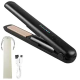 Glätteisen Kabellos, Tragbarer Mini Haarglätter und Lockenstab 2-in-1, Aufladbarer Haarglätter mit 4 Stufen Temperaturen, 3200mah Akku, 20s Schnelles Aufheizen, Mini Reise Glätteisen ideal für unterwe