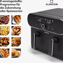 Klarstein AuraAir Color Touch Dual Heißluftfritteuse Schwarz/Silber