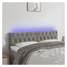 vidaXL LED Kopfteil Hellgrau 160x7x78/88 cm Samt