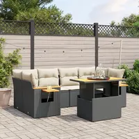 Gecheer 7-TLG. Gartenlounge Set, Gartenmöbel Lounge Sofa, Loungemöbel Polyrattan, Balkon Lounge Set, Gartensofa, Kissen, Polyrattan