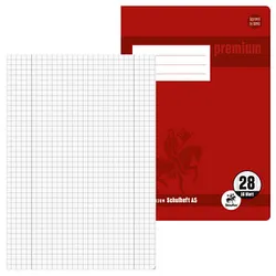 Staufen® Schulheft Premium Lineatur 28 kariert DIN A5 Innen- und Außenrand, 16 Blatt